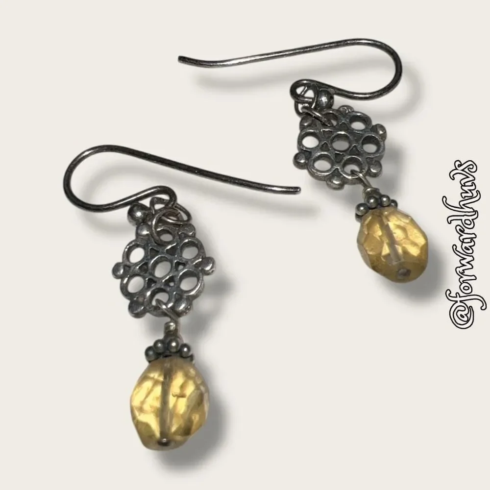 Bundle Sale 3 for $15 | Silver-Tone Dangle Earrings with Yellow Bead